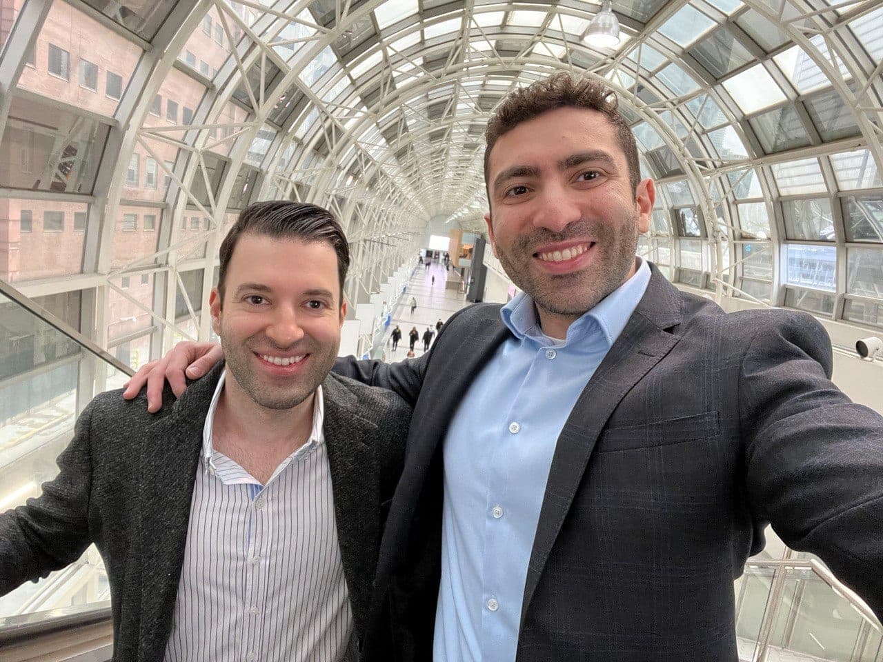 Two Dental Choice partner dentists downtown between meetings